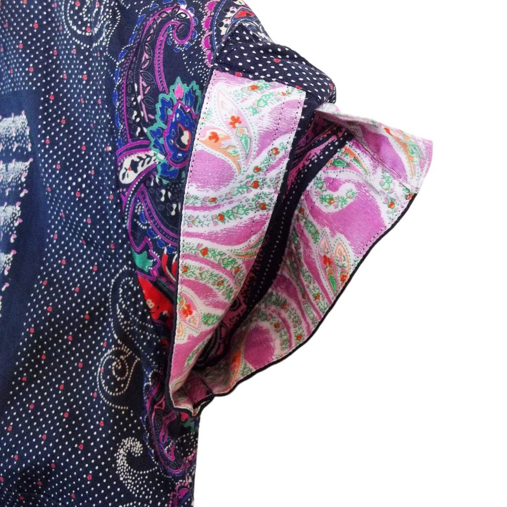 ROBERT GRAHAM Polka Dot Paisley Border Button Front Cotton Womens Blouse Sz 2 - Picture 6 of 14